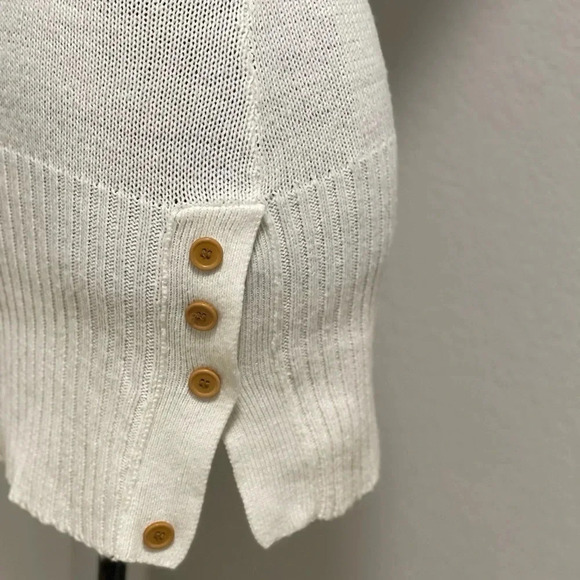 Chesley Cowl Neck Short Sleeve White Knit Sweater Dress LARGE - Picture 5 of 5